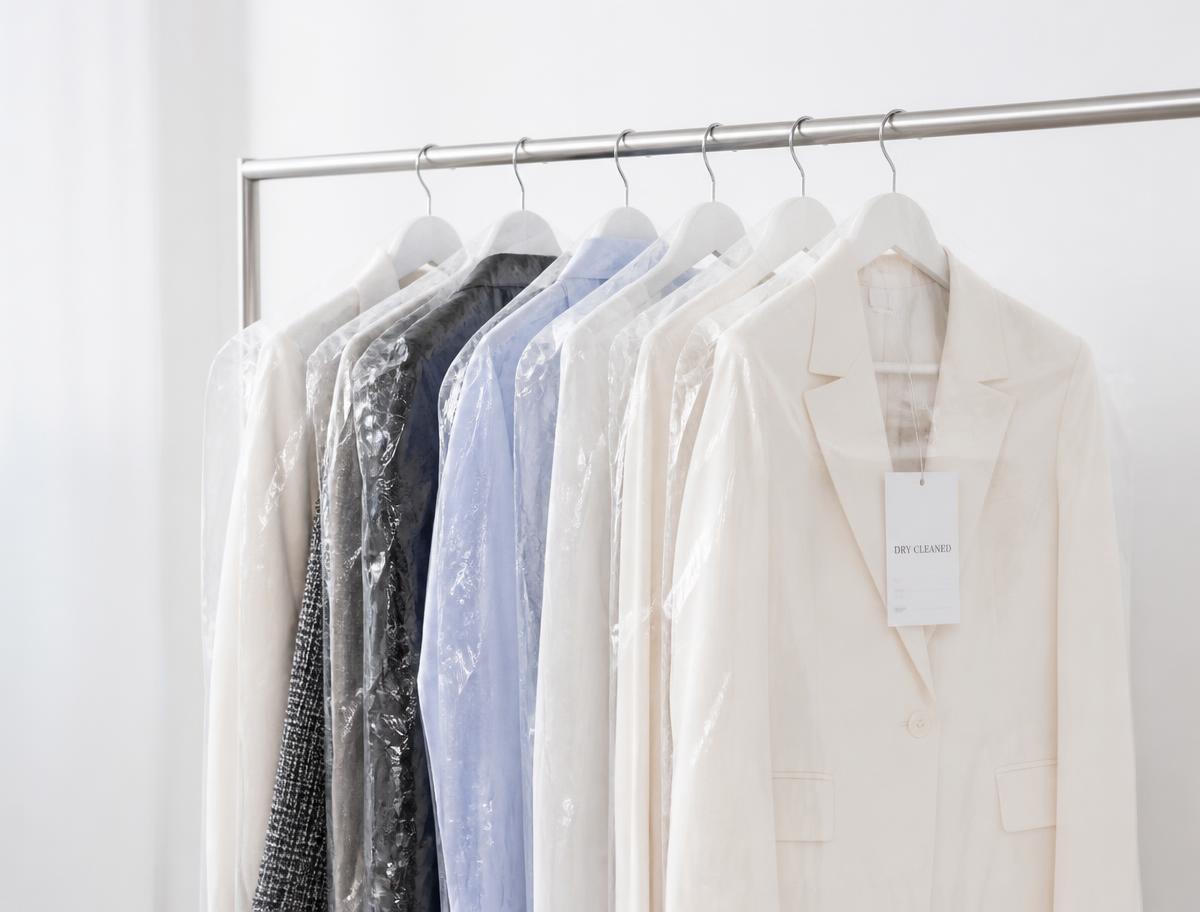 Gestoomde kleding in hoezen